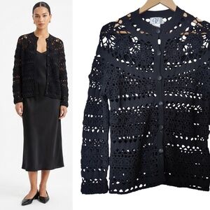 Women’s Black Crochet Cardigan Sweater